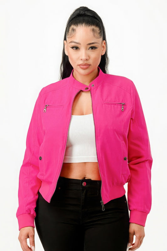 Casual Zip Up Biker Moto Jacket